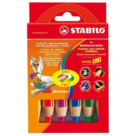 Kredki STABILO woody 3 w 1 6 kol. etui z temperówką ARTY 8806-1-20